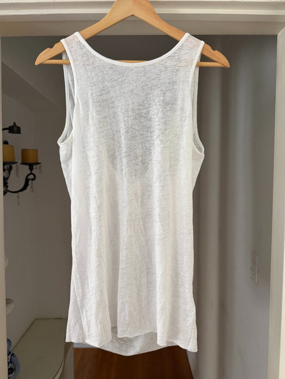 Helmut Lang White Sheer Draped Cowl Back Tank Top NWT Size Small